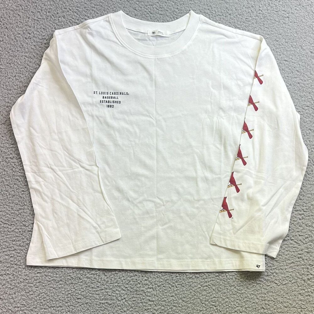 St. Louis Cardinals '47 Brand Womens White Long Sleeve T Shirt‎ Sz Small